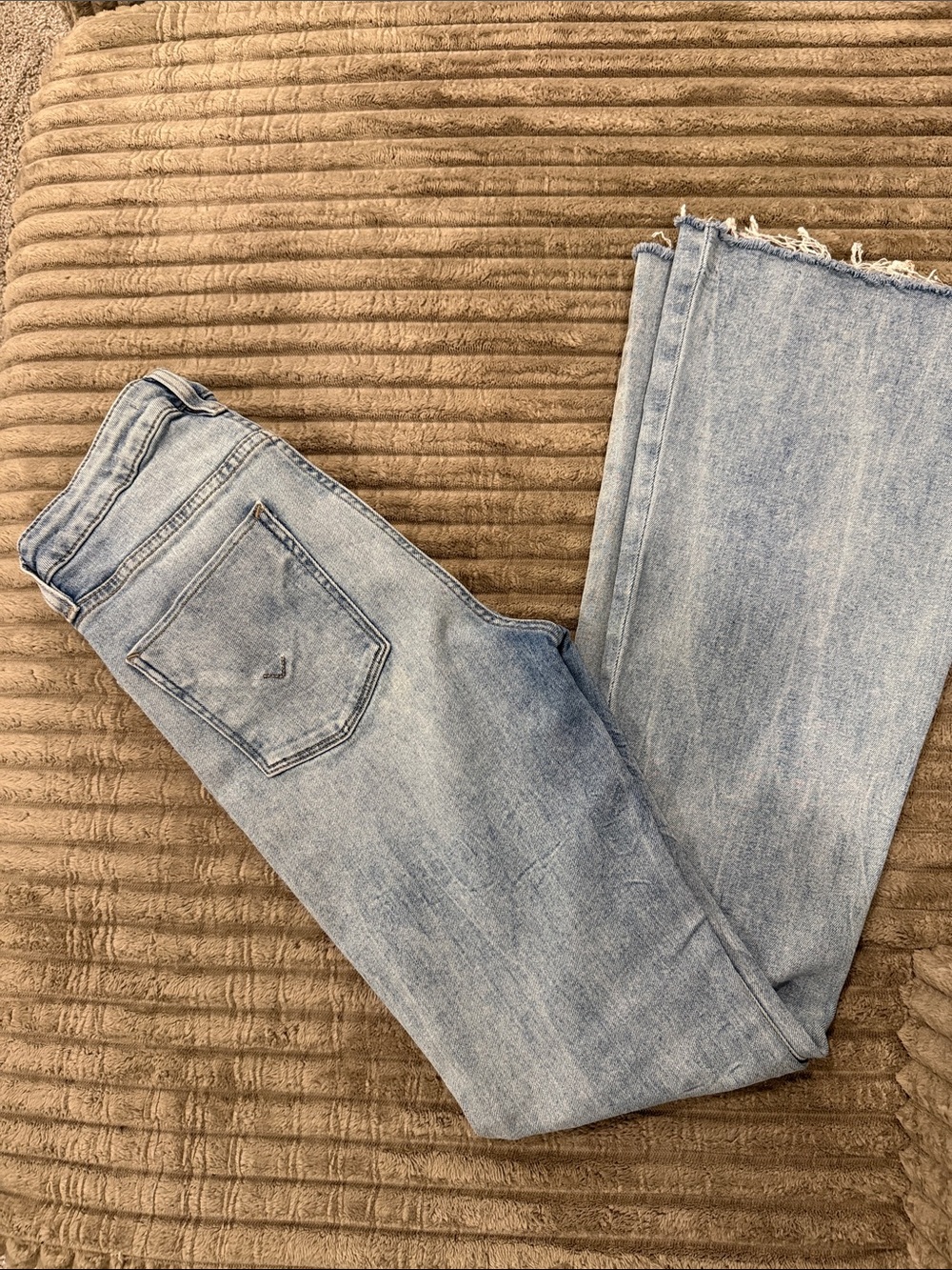 Hudson Jeans Light Blue Straight Leg Jeans with Frayed Hem